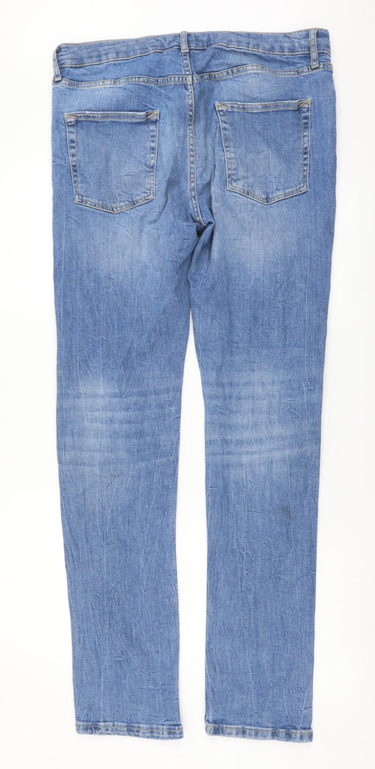 Mens UK Size 34 in Topman Regular Fit Straight Blue Jeans