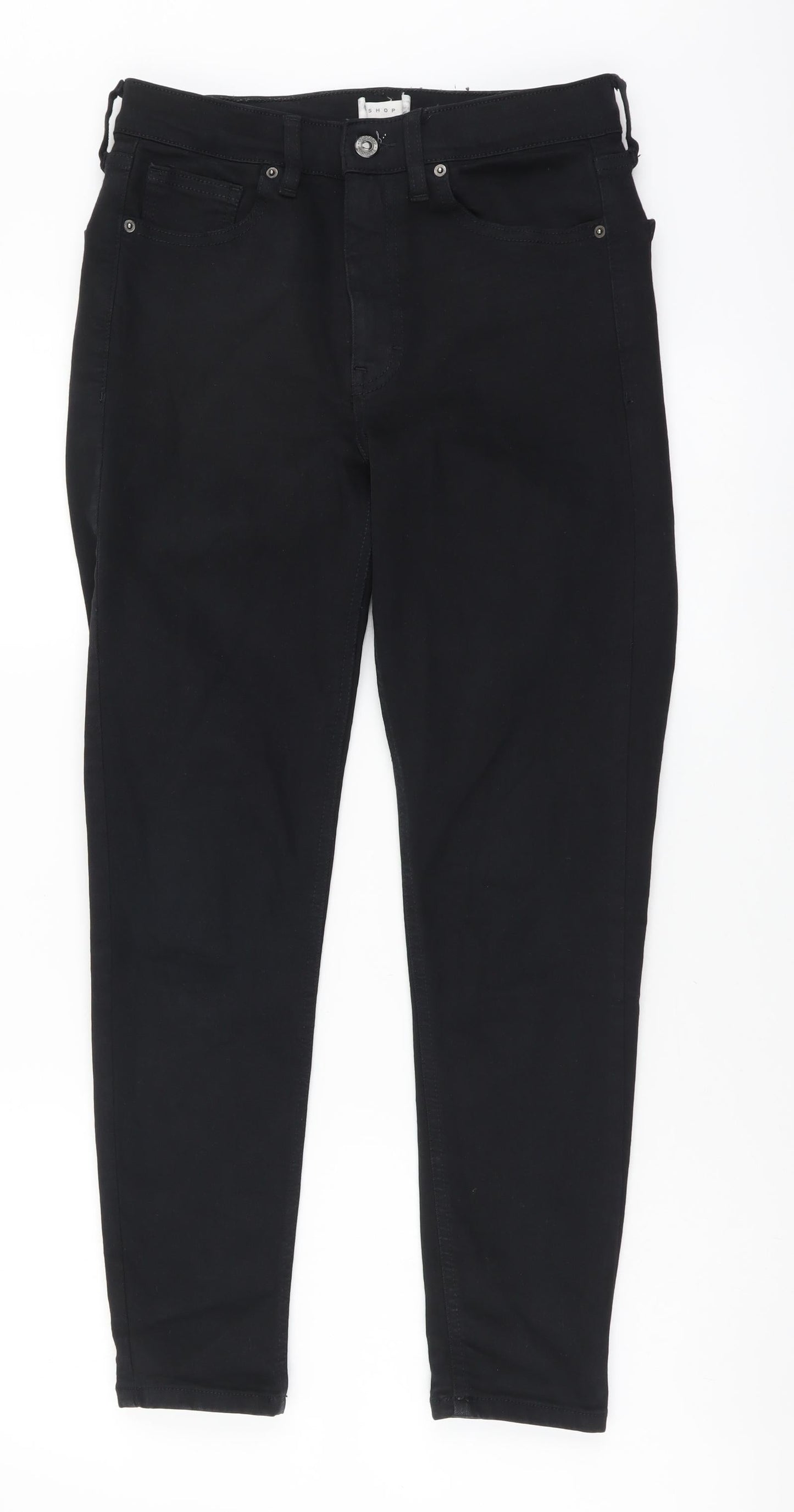 Topshop Womens Black Cotton Skinny Jeans Size 28 in L30 in Regular Button