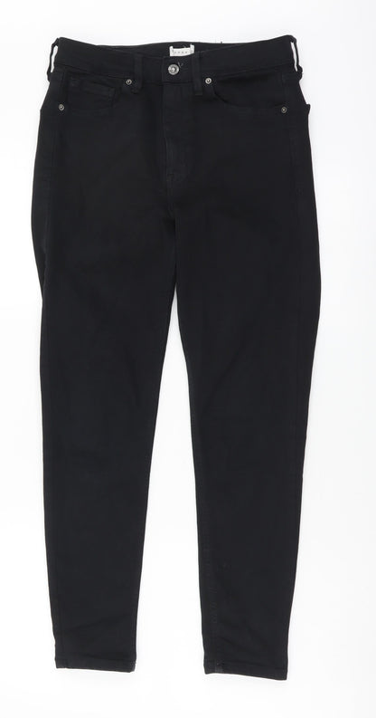 Topshop Womens Black Cotton Skinny Jeans Size 28 in L30 in Regular Button