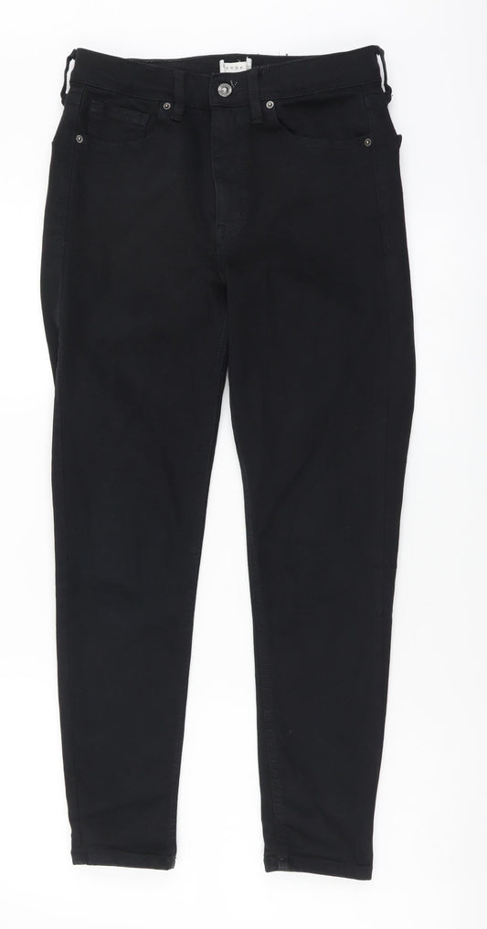Topshop Womens Black Cotton Skinny Jeans Size 28 in L30 in Regular Button