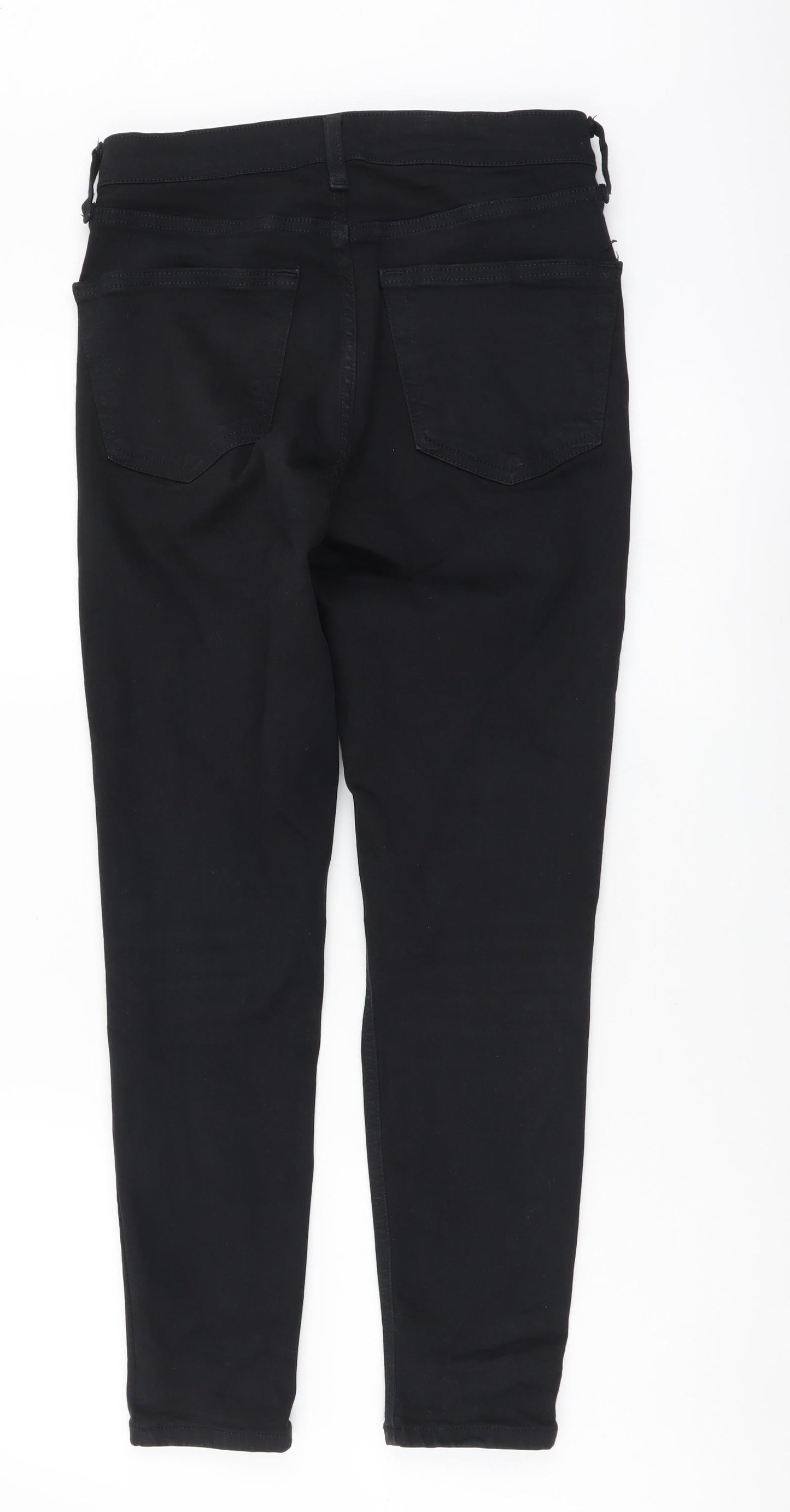 Topshop Womens Black Cotton Skinny Jeans Size 28 in L30 in Regular Button