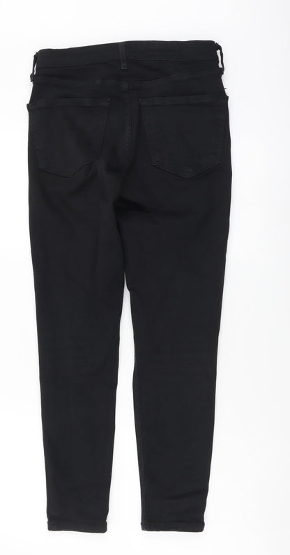 Topshop Womens Black Cotton Skinny Jeans Size 28 in L30 in Regular Button