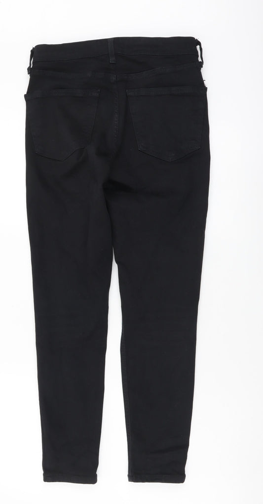 Topshop Womens Black Cotton Skinny Jeans Size 28 in L30 in Regular Button