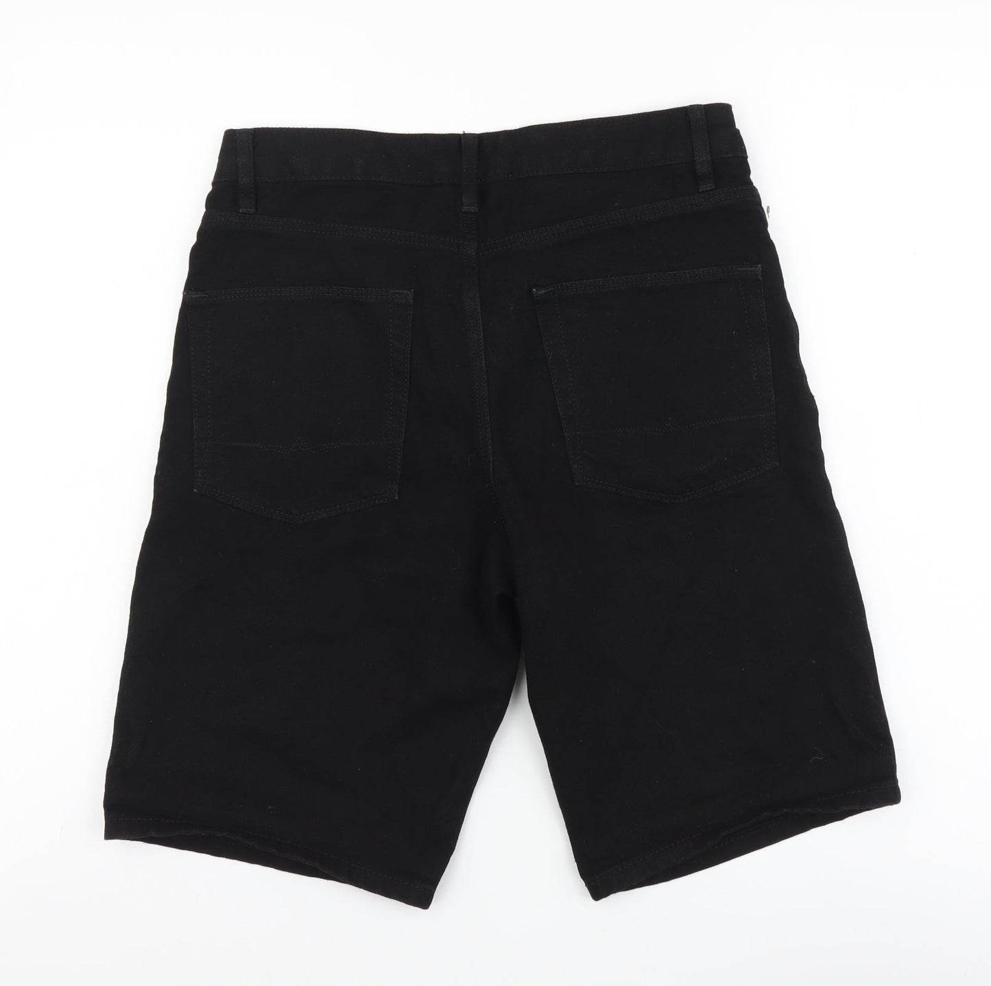 ASOS Mens Black Cotton Bermuda Shorts Size 28 in L10 in Regular Button