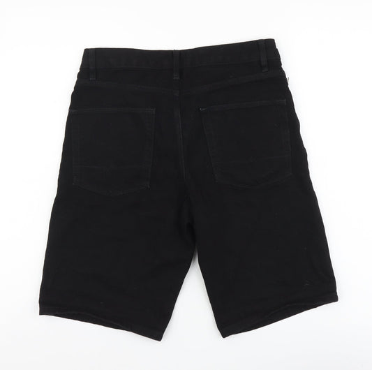ASOS Mens Black Cotton Bermuda Shorts Size 28 in L10 in Regular Button