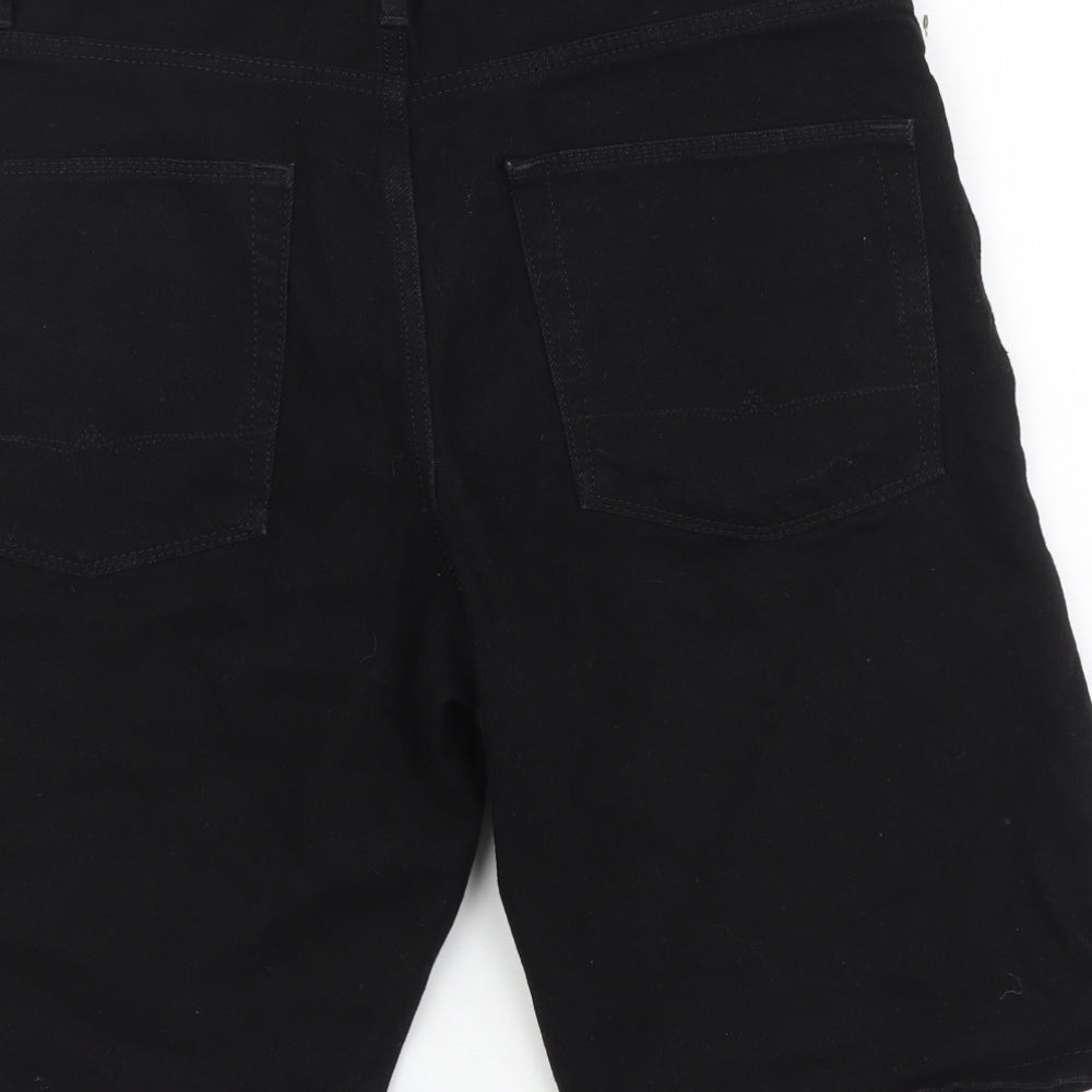 ASOS Mens Black Cotton Bermuda Shorts Size 28 in L10 in Regular Button