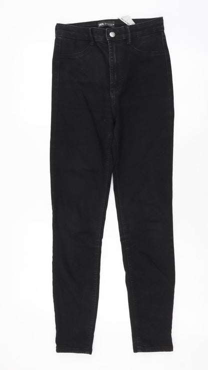 Zara Womens Black Cotton Jegging Jeans Size S L27 in Regular Button