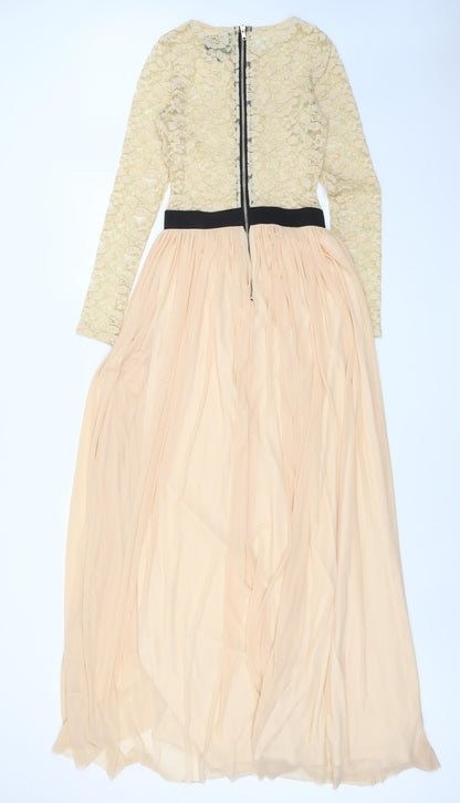 Rare London Womens Pink Polyester Maxi Size 6 Boat Neck Zip