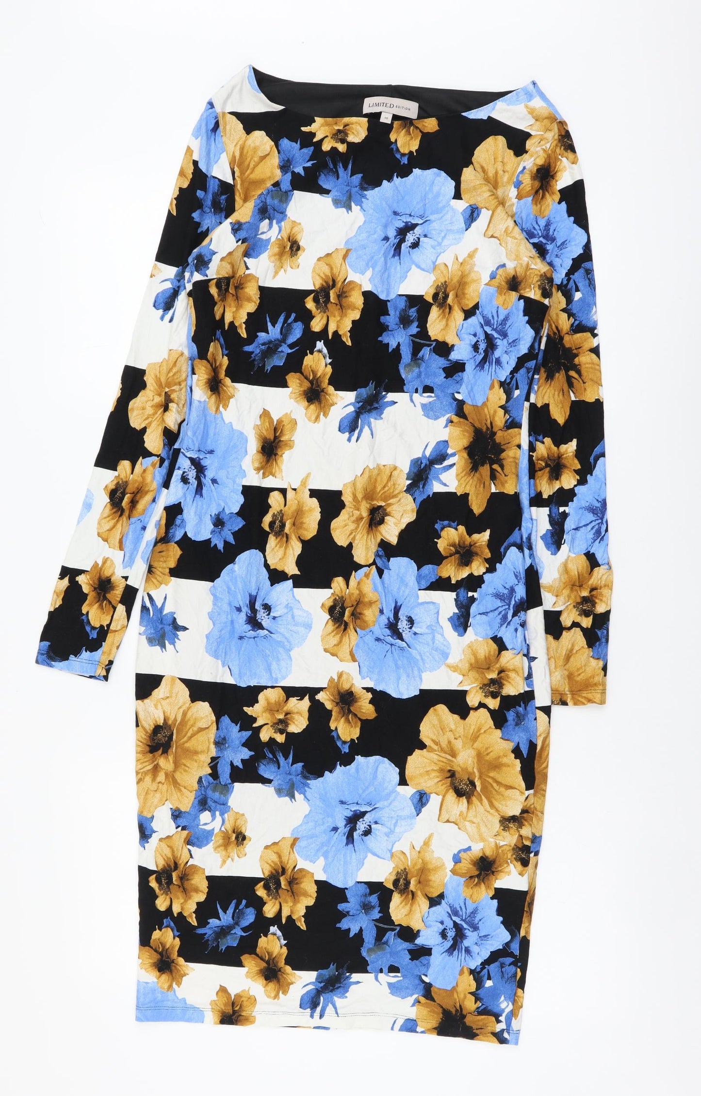 Marks and Spencer Womens Multicoloured Floral Viscose Pencil Dress Size 10 Boat Neck Pullover