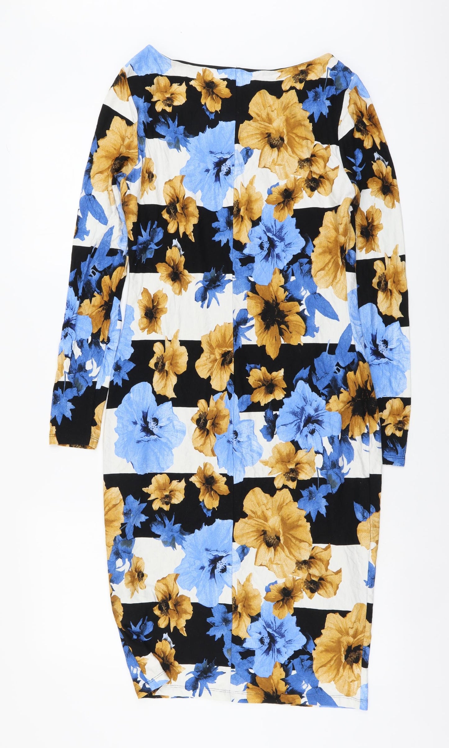 Marks and Spencer Womens Multicoloured Floral Viscose Pencil Dress Size 10 Boat Neck Pullover