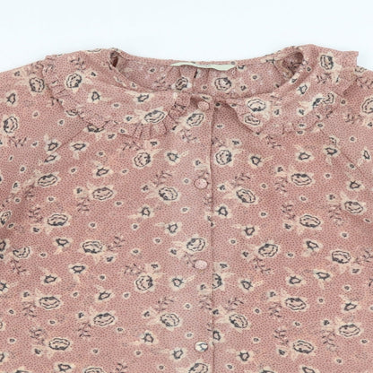 George Womens Pink Floral Polyester Basic Button-Up Size 8 Collared - Box Fit Shirt