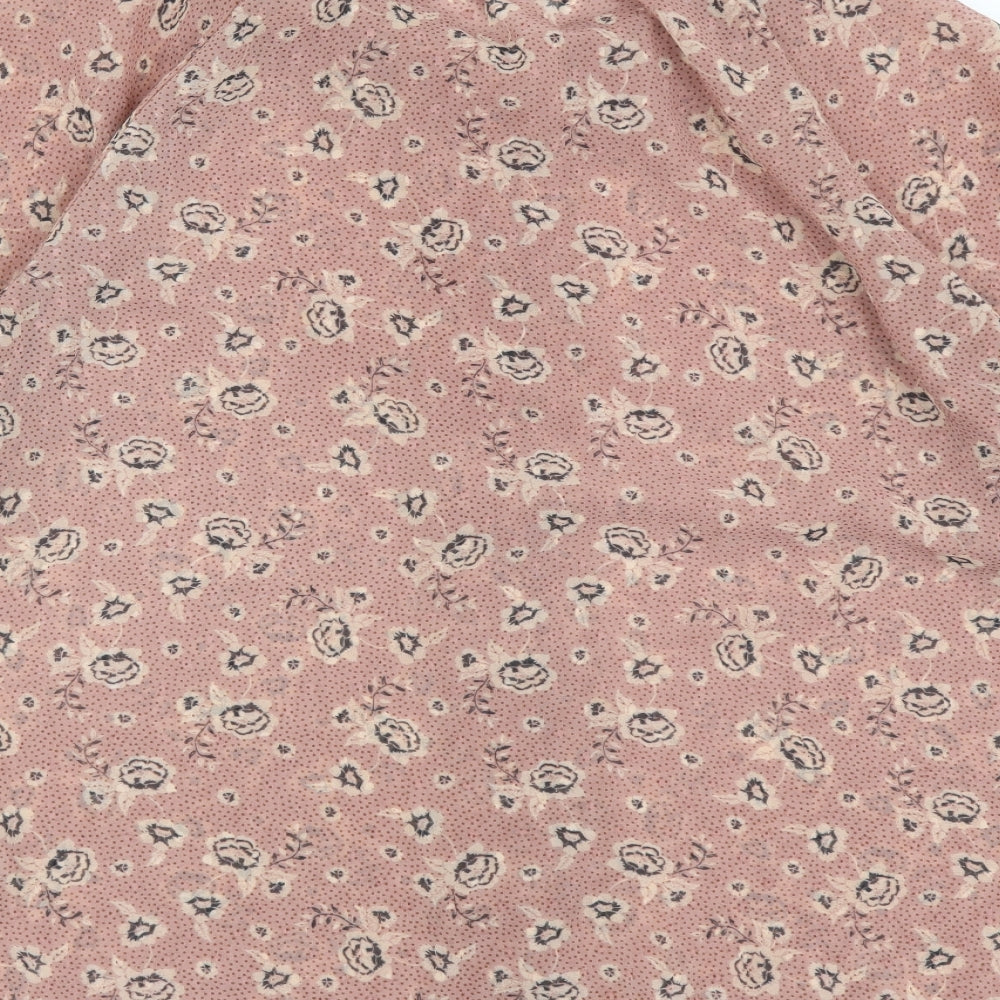 George Womens Pink Floral Polyester Basic Button-Up Size 8 Collared - Box Fit Shirt