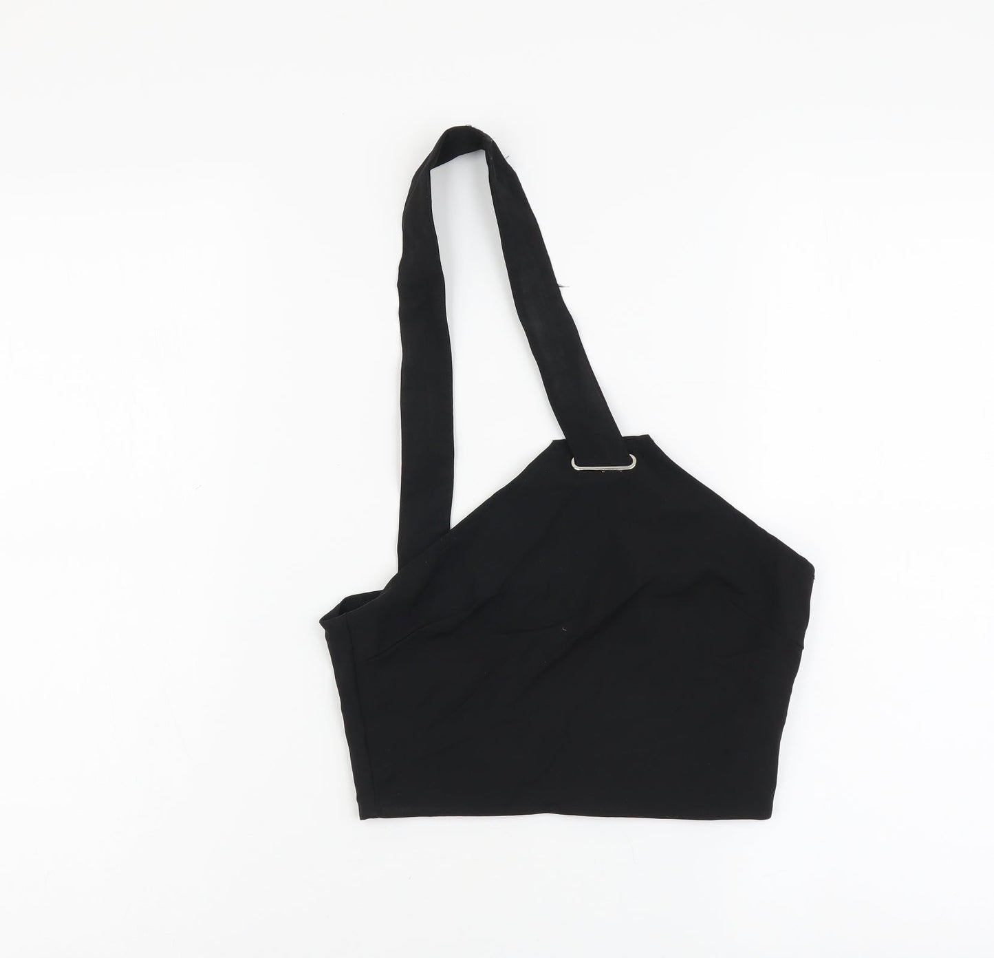 Missguided Womens Black Polyester Cropped Tank Size L One Shoulder