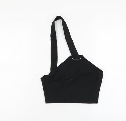 Missguided Womens Black Polyester Cropped Tank Size L One Shoulder