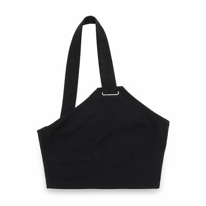 Missguided Womens Black Polyester Cropped Tank Size L One Shoulder