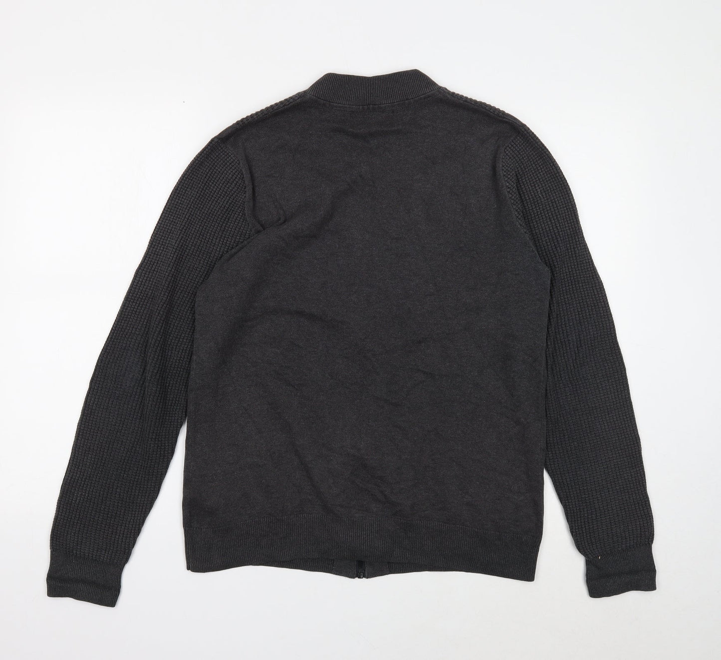 Marks and Spencer Mens Grey V-Neck Cotton Cardigan Jumper Size S