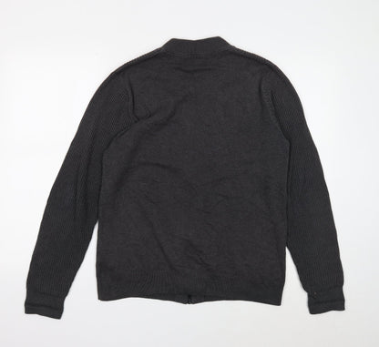 Marks and Spencer Mens Grey V-Neck Cotton Cardigan Jumper Size S