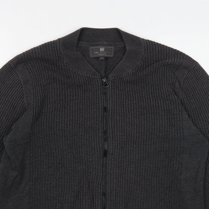 Marks and Spencer Mens Grey V-Neck Cotton Cardigan Jumper Size S