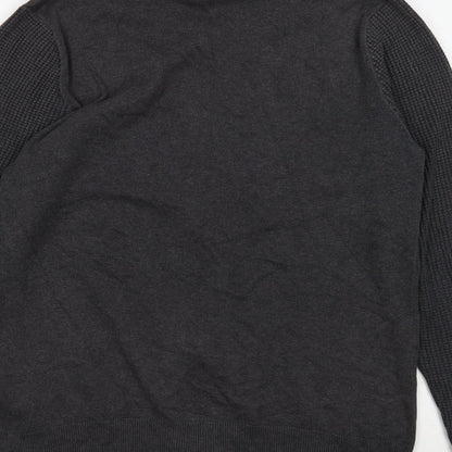 Marks and Spencer Mens Grey V-Neck Cotton Cardigan Jumper Size S