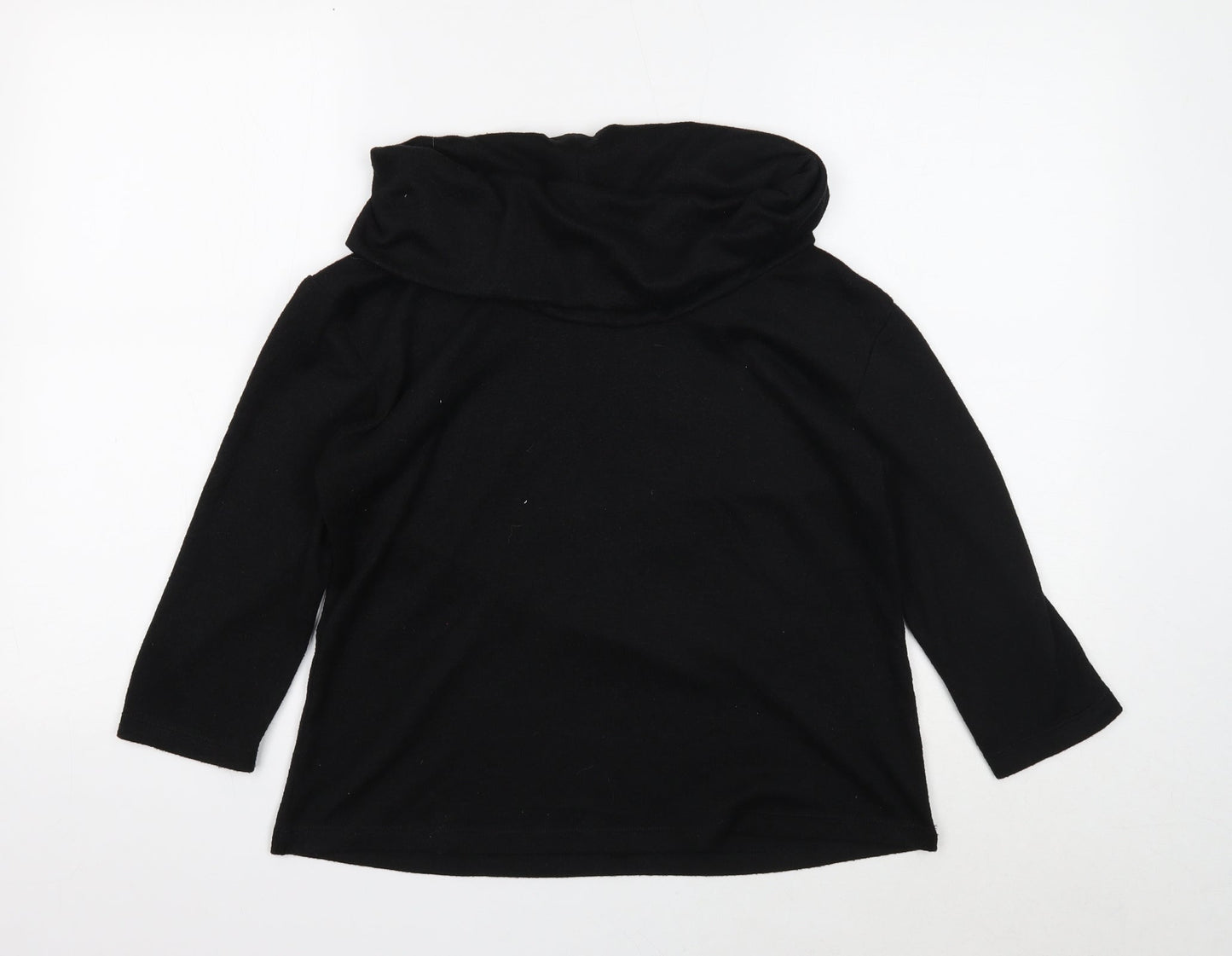 Classic Womens Black Roll Neck Polyester Pullover Jumper Size 14