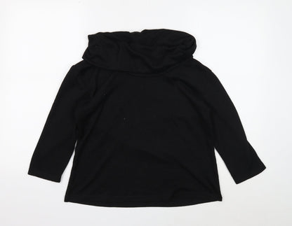 Classic Womens Black Roll Neck Polyester Pullover Jumper Size 14
