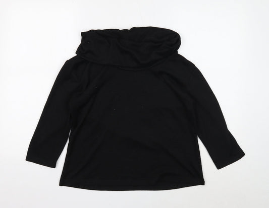 Classic Womens Black Roll Neck Polyester Pullover Jumper Size 14