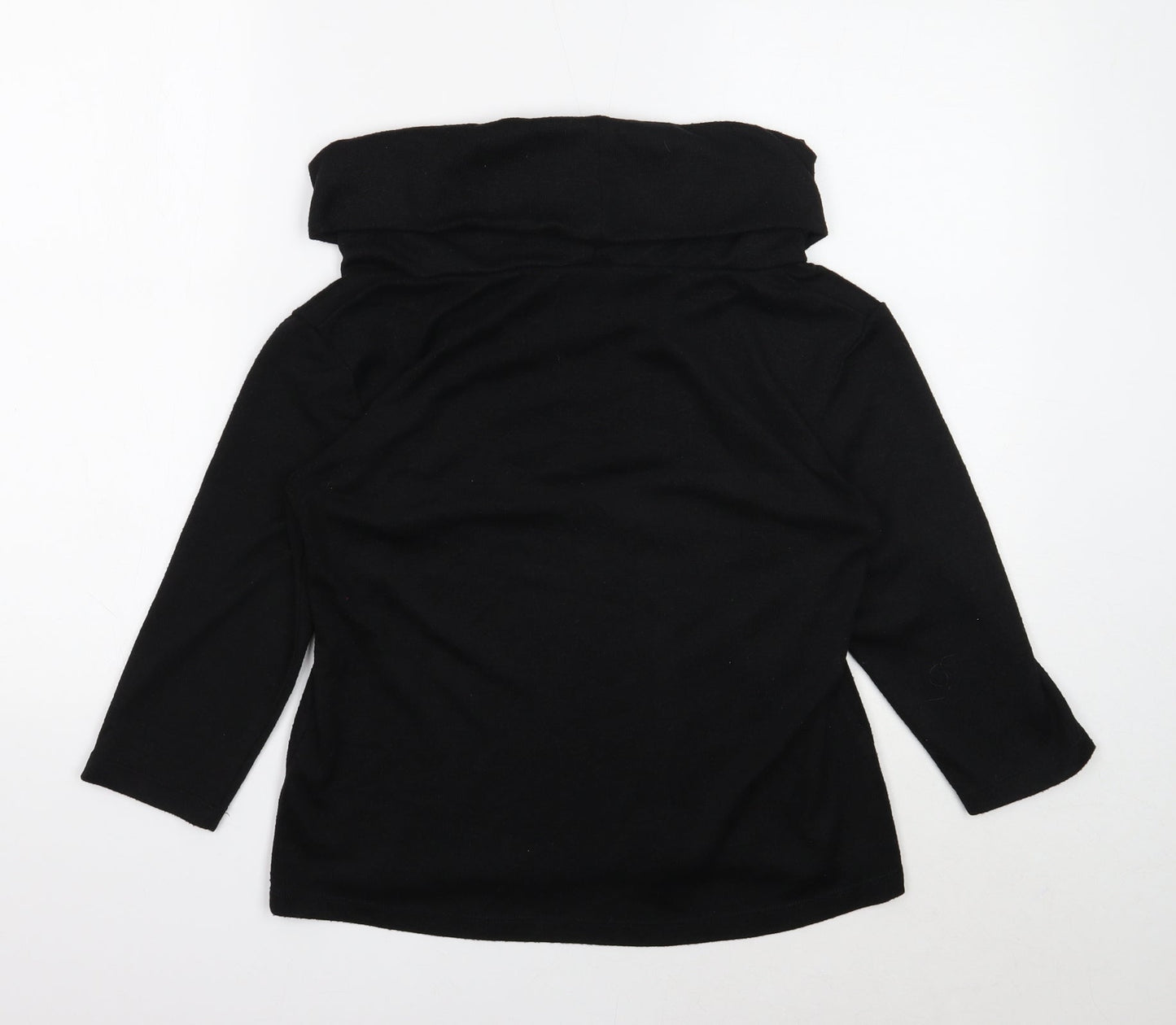 Classic Womens Black Roll Neck Polyester Pullover Jumper Size 14