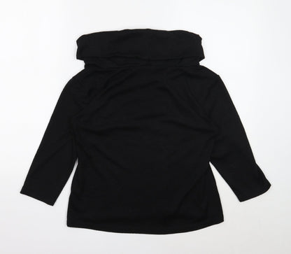 Classic Womens Black Roll Neck Polyester Pullover Jumper Size 14