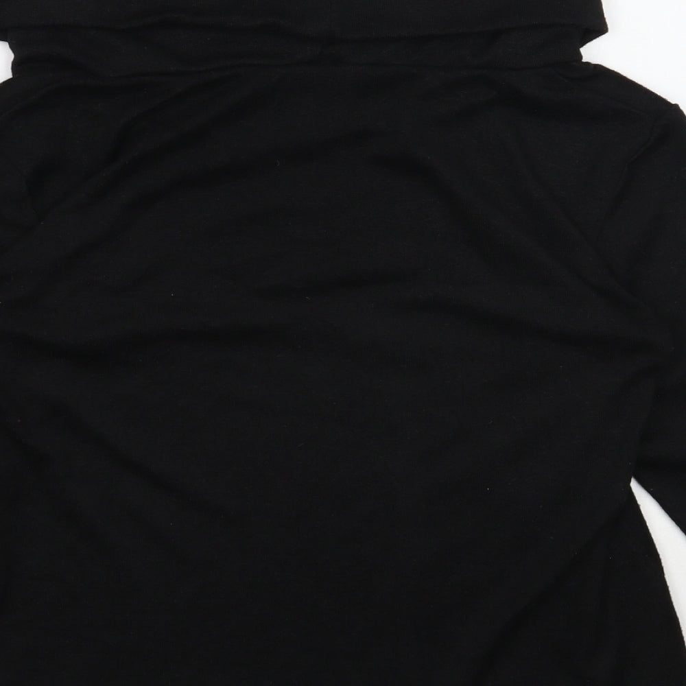 Classic Womens Black Roll Neck Polyester Pullover Jumper Size 14