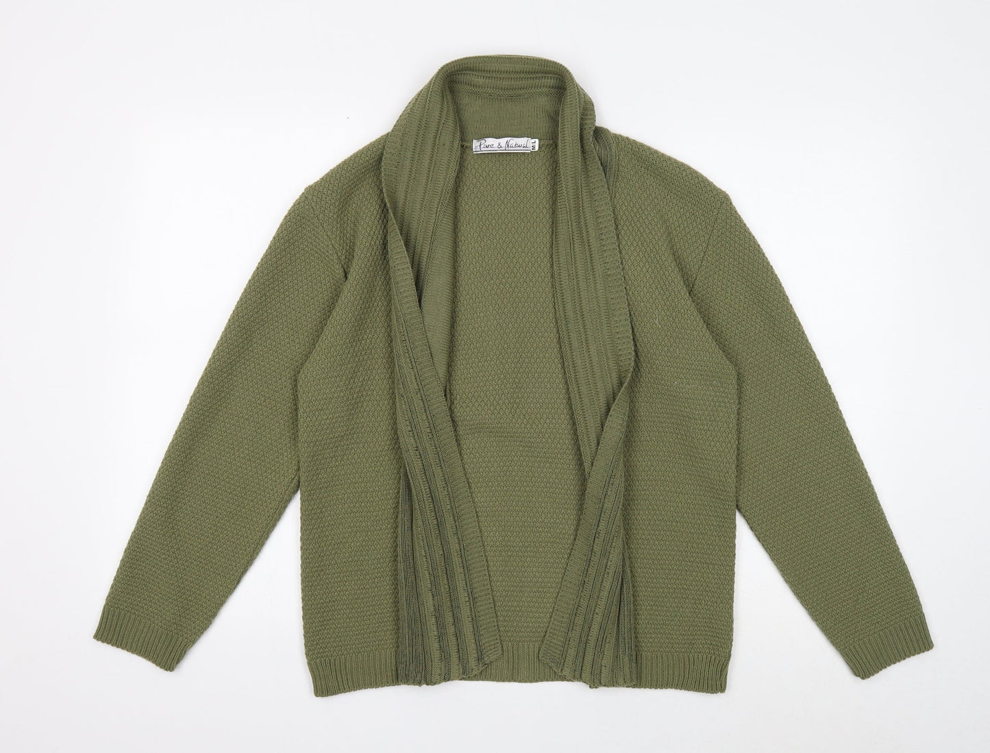 Womens UK Size M Pure and Natural Green Cardigan Jumper