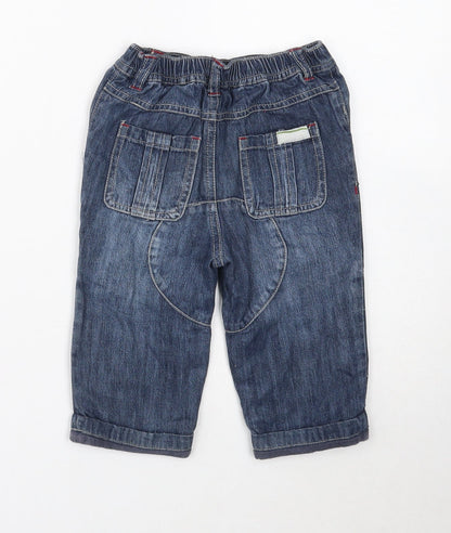 Blue Zoo Boys Blue Cotton Capri Jeans Size 9-12 Months Button