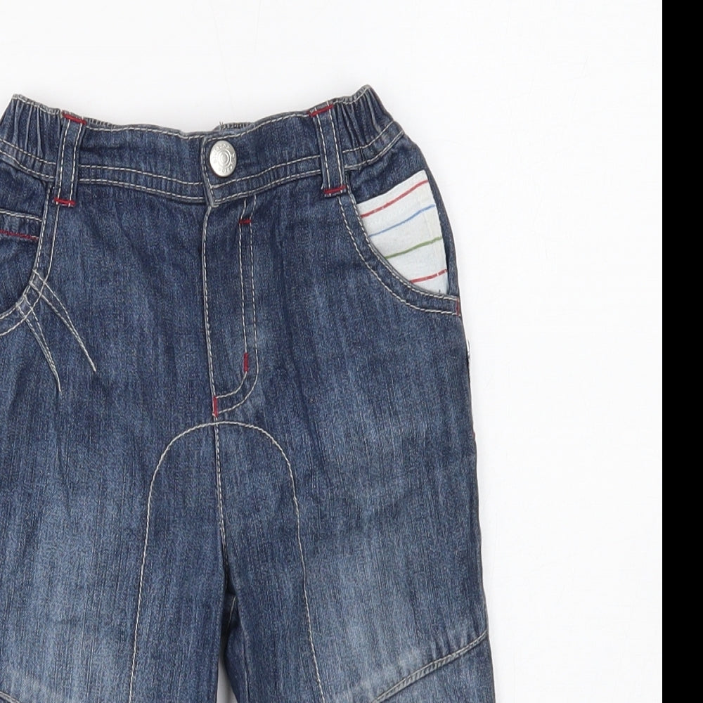 Blue Zoo Boys Blue Cotton Capri Jeans Size 9-12 Months Button