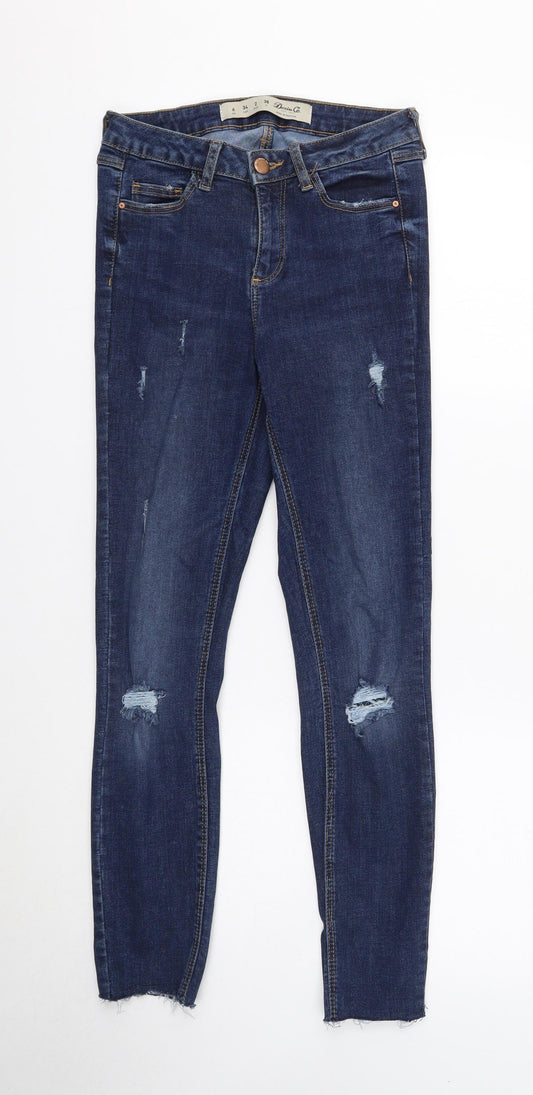 Denim & Co. Womens Blue Cotton Skinny Jeans Size 6 Regular Button