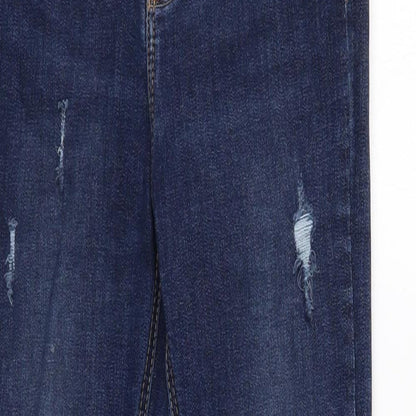 Denim & Co. Womens Blue Cotton Skinny Jeans Size 6 Regular Button