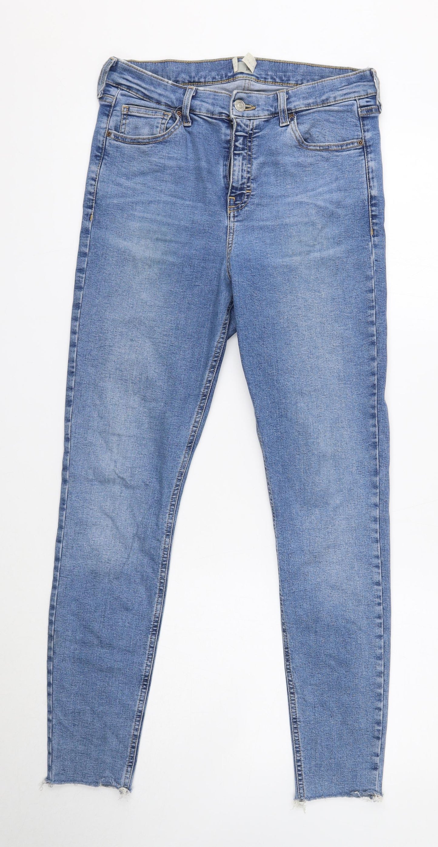 Topshop Womens Blue Cotton Skinny Jeans Size 30 in L32 in Regular Button