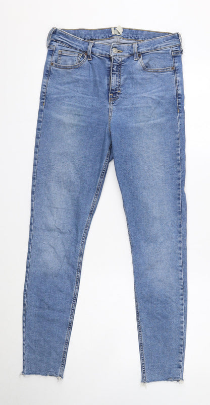 Topshop Womens Blue Cotton Skinny Jeans Size 30 in L32 in Regular Button