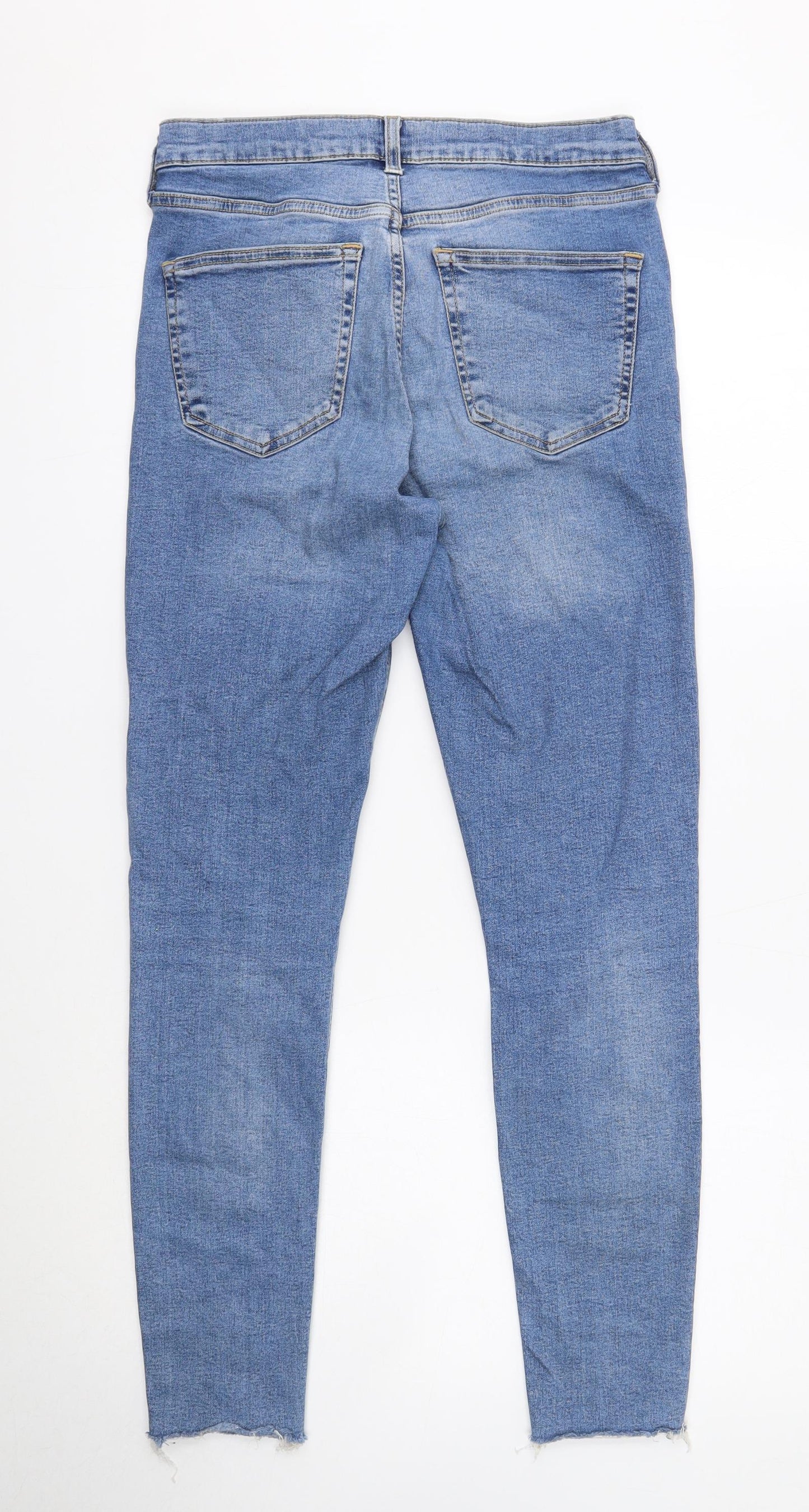 Topshop Womens Blue Cotton Skinny Jeans Size 30 in L32 in Regular Button