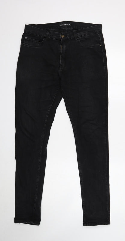 Ziggy Mens Black Cotton Skinny Jeans Size 32 in Regular Button