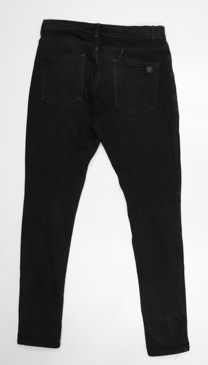 Ziggy Mens Black Cotton Skinny Jeans Size 32 in Regular Button