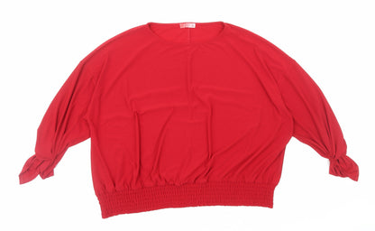 Love Scarlett Womens Red Polyester Basic Blouse Size 2XL Round Neck
