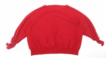 Love Scarlett Womens Red Polyester Basic Blouse Size 2XL Round Neck