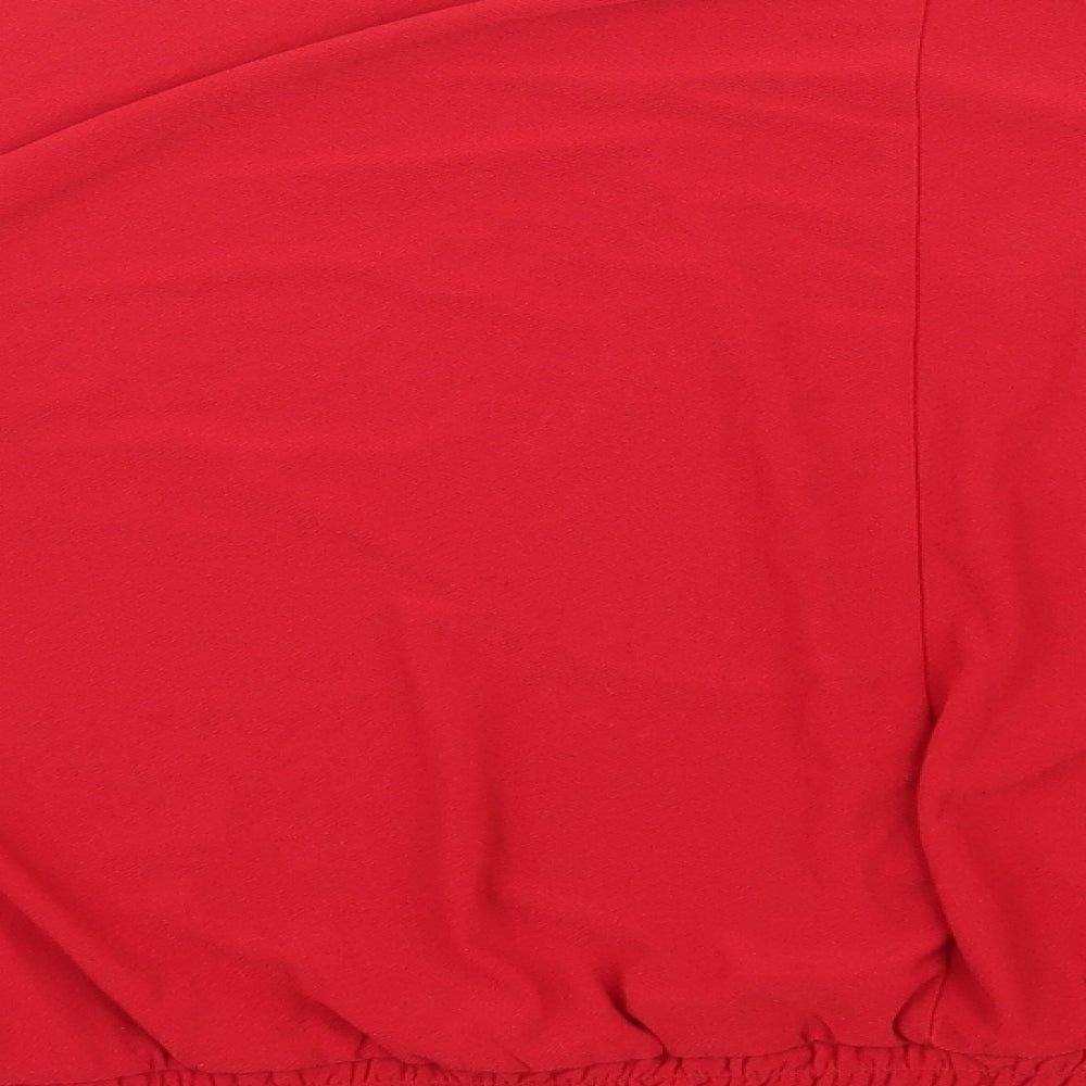 Love Scarlett Womens Red Polyester Basic Blouse Size 2XL Round Neck