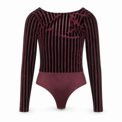 IVIVI Womens Purple Striped Polyester Bodysuit One-Piece Size S Snap