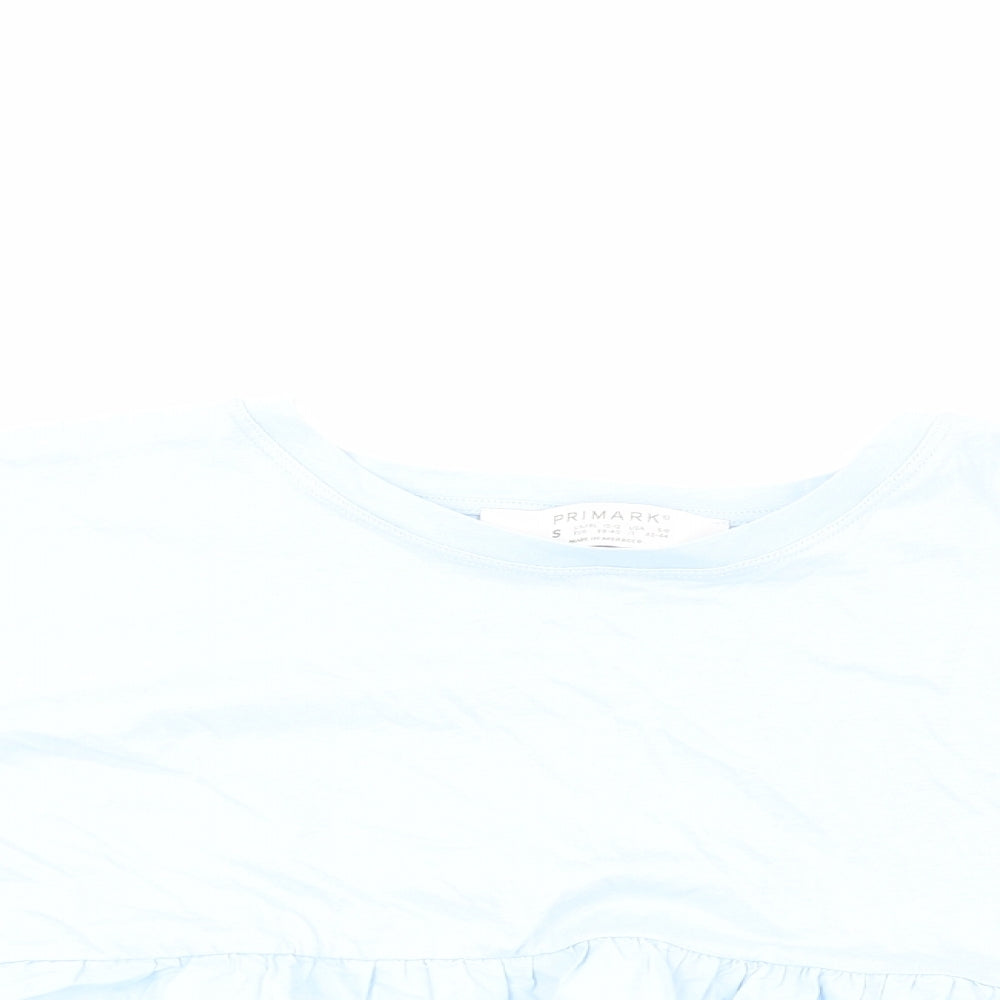 Primark Womens Blue Cotton Basic T-Shirt Size S Crew Neck