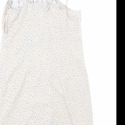 Missguided Womens Beige Floral Polyester Mini Size 14 Square Neck Zip