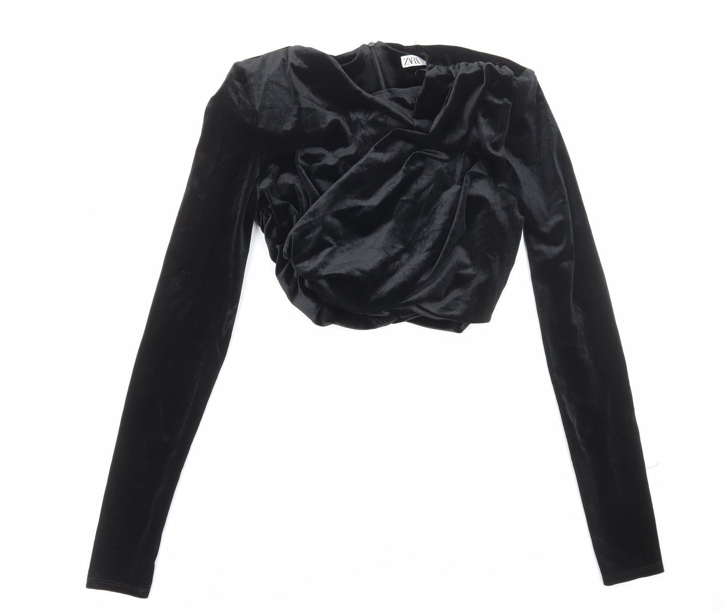 Womens UK Size S Zara Black Cropped Blouse