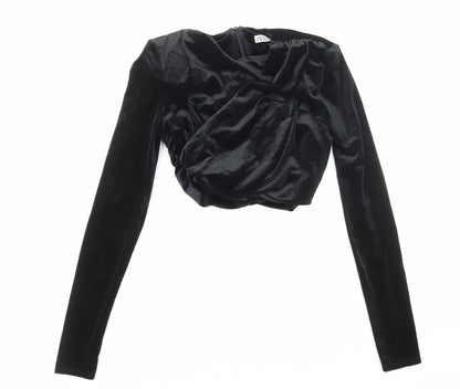 Womens UK Size S Zara Black Cropped Blouse