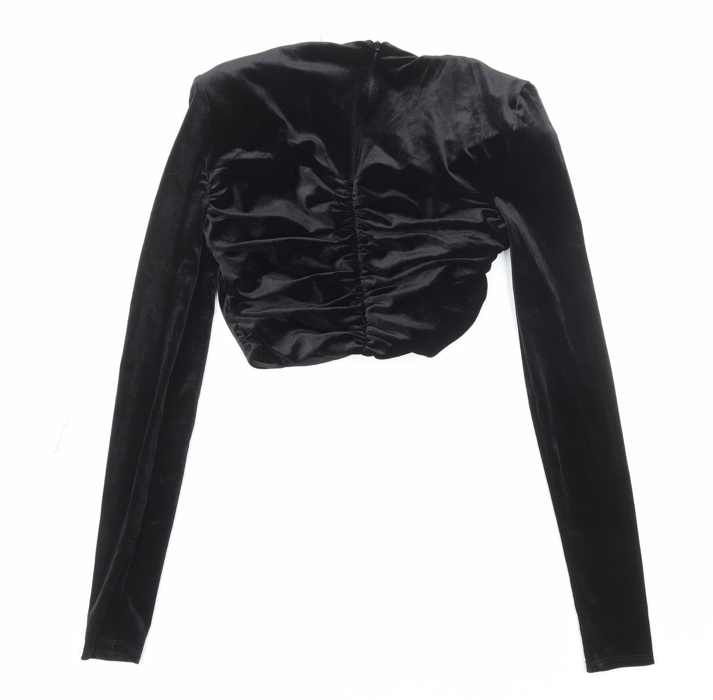 Womens UK Size S Zara Black Cropped Blouse