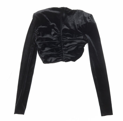 Womens UK Size S Zara Black Cropped Blouse