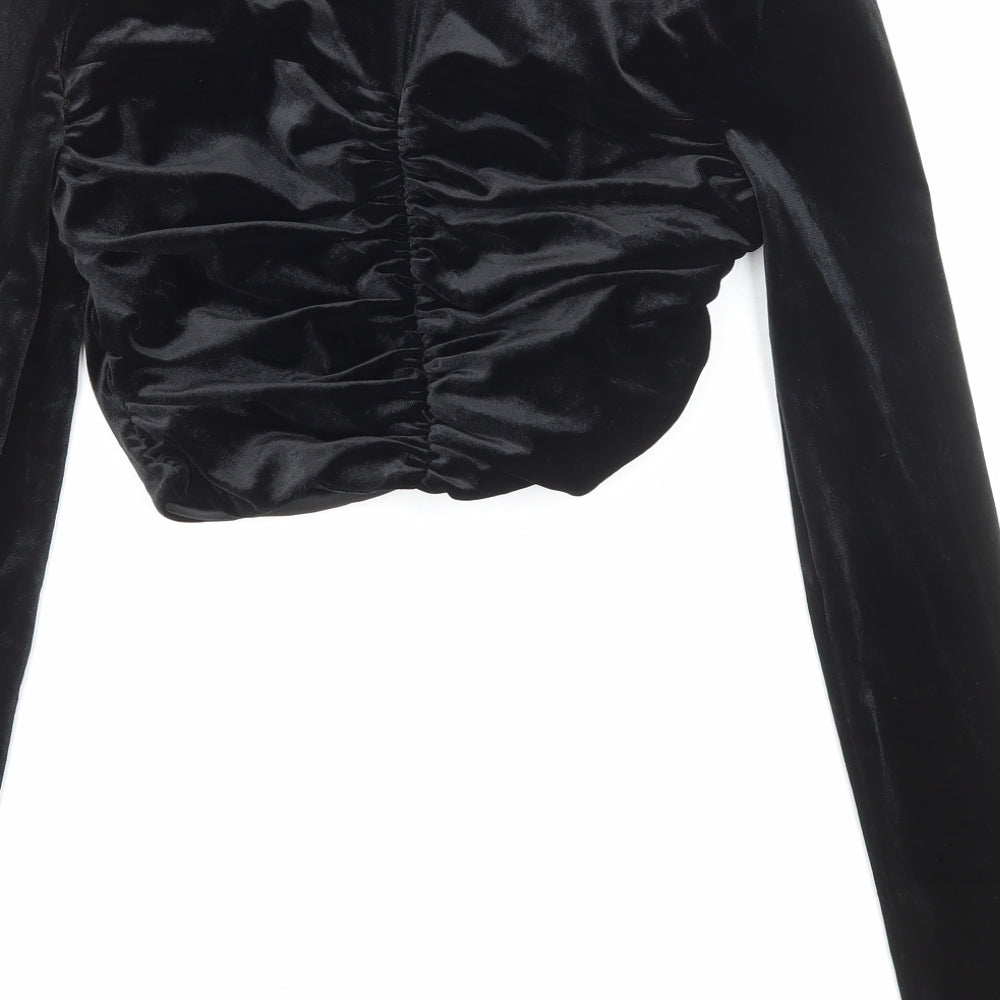 Womens UK Size S Zara Black Cropped Blouse